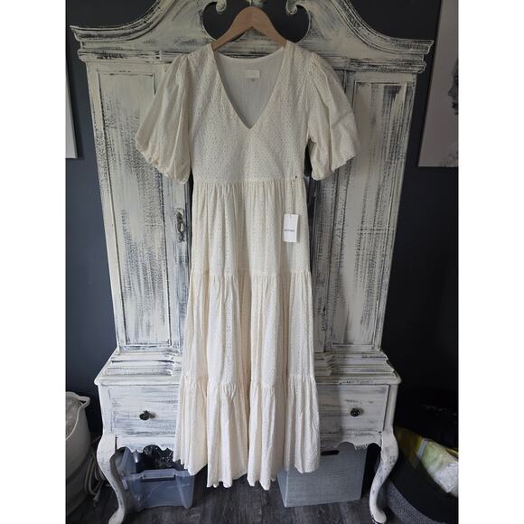 NWT MOTHER V-Neck Short Sleeve White Maxi Dress - XS - Picture 5 of 6